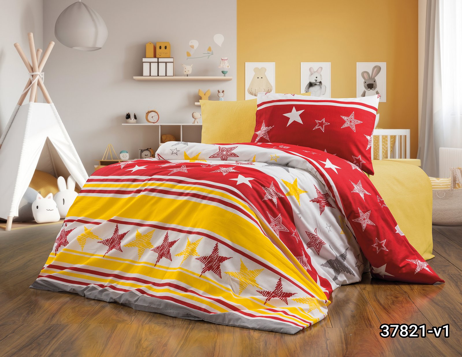 Desen (37) Tek Kişilik %80 Pamuklu Nevresim Takımı - Görsel 1